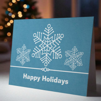 Snowflakes kerstKaart, lichtblauw Feestdagen Kaart
