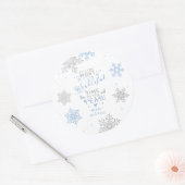 Snowflakes Kerstmis Blauwe Grijs Wit Ronde Sticker (Envelop)