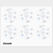 Snowflakes Kerstmis Blauwe Grijs Wit Ronde Sticker (Vel)