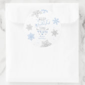 Snowflakes Kerstmis Blauwe Grijs Wit Ronde Sticker (Tas)