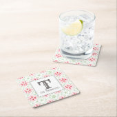 Snowflakes kerstmonogram voor feestdag kartonnen onderzetters (Insitu)