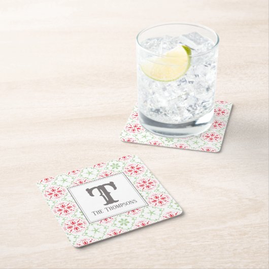 Snowflakes kerstmonogram voor feestdag kartonnen onderzetters (Insitu)