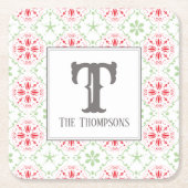 Snowflakes kerstmonogram voor feestdag kartonnen onderzetters (Voorkant)