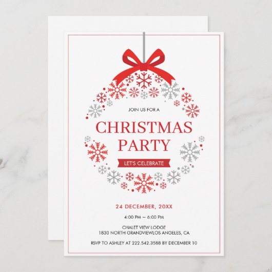 Snowflakes kerstversiering kaart (Voorkant / Achterkant)