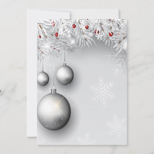 Snowflakes, Kogels, Bieg Bedrijfs kerstfeest Kaart (Achterkant)