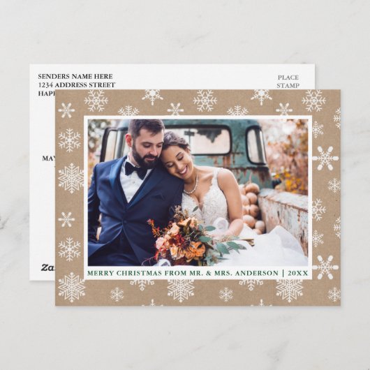 Snowflakes Kraft Briefkaart (Voorkant / Achterkant)