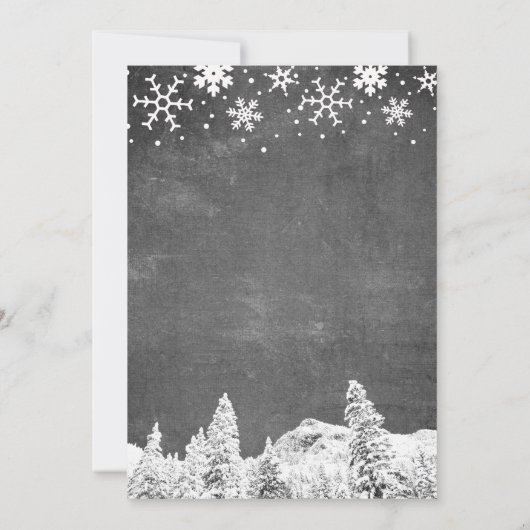 Snowflakes krijtbord winterbos bruiloft kaart (Achterkant)