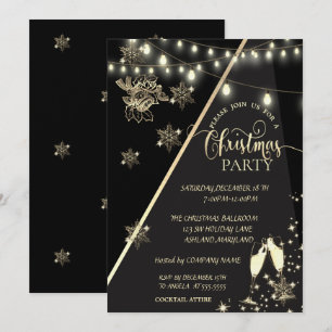 Snowflakes, lampjes, kerstfeest voor glasbedrijf kaart