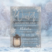 Snowflakes & Lantern Winter Wonderland Baby shower Kaart