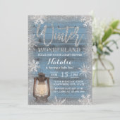 Snowflakes & Lantern Winter Wonderland Baby shower Kaart (Staand voorkant)