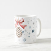 Snowflakes Let it snow Christmas Pine Cone Red Bow Koffiemok (Voorkant rechts)