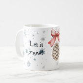 Snowflakes Let it snow Christmas Pine Cone Red Bow Koffiemok (Voorkant links)