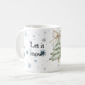 Snowflakes Let it snow Christmas Tree Bow Koffiemok (Voorkant links)