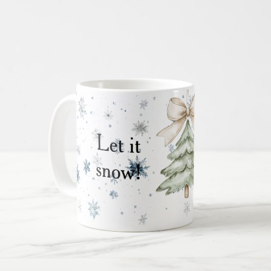 Snowflakes Let it snow Christmas Tree Bow Koffiemok (Voorkant links)