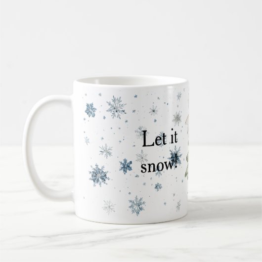 Snowflakes Let it snow Christmas Tree Bow Koffiemok (Links)