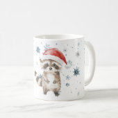 Snowflakes Let it snow Raccoon Christmas Red Hat Koffiemok (Voorkant rechts)