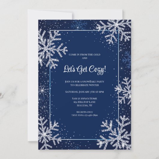Snowflakes Lijst Invitation Kaart (Voorkant)