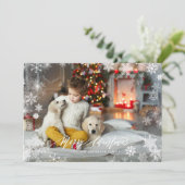 Snowflakes Lijst Overlay Kerst Feestdagenkaart (Staand voorkant)