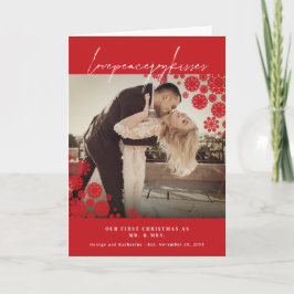 Snowflakes Love Peace Joy Kisses Photo Wedding Feestdagen Kaart