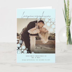 Snowflakes Love Peace Joy Kisses Photo Wedding Feestdagen Kaart