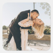 Snowflakes Love Peace Joy Kisses Photo Wedding Vierkante Sticker (Voorkant)