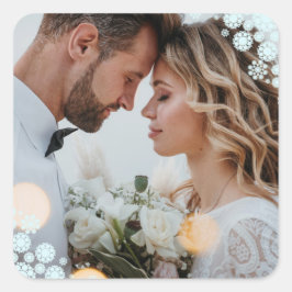 Snowflakes Love Peace Joy Kisses Photo Wedding Vierkante Sticker