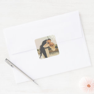 Snowflakes Love Peace Joy Kisses Photo Wedding Vierkante Sticker