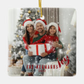 Snowflakes maakt feestelijke fotokeramiek of keramisch ornament (Voorkant)