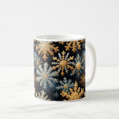  Snowflakes Magic Christmas Black Gold Blue Koffiemok (Voorkant rechts)