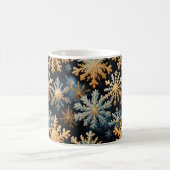  Snowflakes Magic Christmas Black Gold Blue Koffiemok (Center)