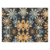 Snowflakes Magic Christmas Black Gold Blue Tafelkleed (Voorkant (Horizontaal))