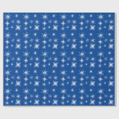 Snowflakes mengen geometrisch blauw cadeaupapier (Vlak)