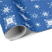 Snowflakes mengen geometrisch blauw cadeaupapier (Rol Hoek)