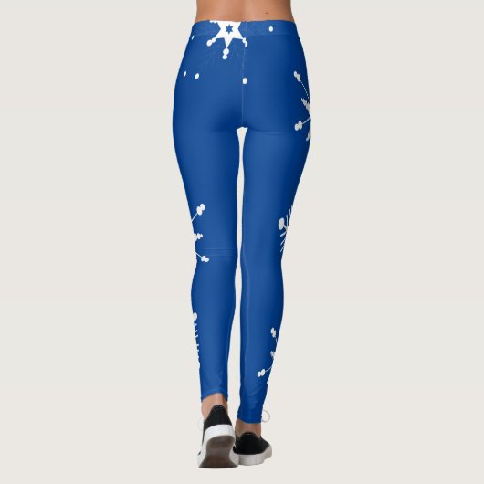 Snowflakes mengen geometrisch blauw leggings (Achterkant)