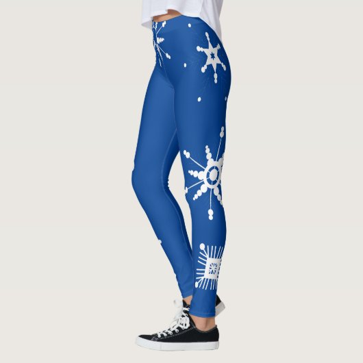 Snowflakes mengen geometrisch blauw leggings (Links)