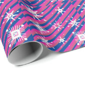 Snowflakes Mengen geometrische blauwe roze Cadeaupapier (Rol Hoek)