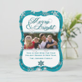 Snowflakes ・ Merry ・ Bright ・ Feestdagen ・ Nieuwja Feestdagenkaart (Staand voorkant)