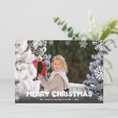Snowflakes Merry-kerstfoto Feestdagenkaart (Staand voorkant)