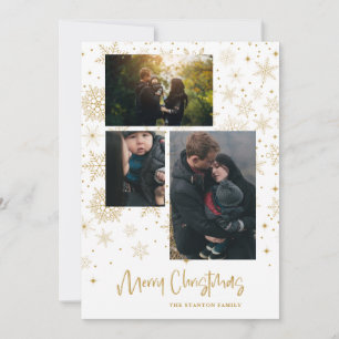 Snowflakes Merry Kerstfotoserie Gold Kaart