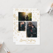 Snowflakes Merry Kerstfotoserie Gold Kaart (Voorkant / Achterkant in situ)