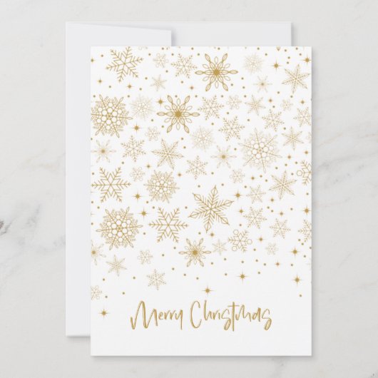 Snowflakes Merry Kerstfotoserie Gold Kaart (Achterkant)