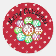Snowflakes Merry Kerstmis Klassic Round Sticker