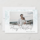 Snowflakes Merry Kerstmis One Photo Holiday Card Aankondiging (Voorkant)