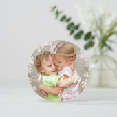 Snowflakes Merry Script | Vakantieknopkaart Feestdagenkaart (Staand voorkant)