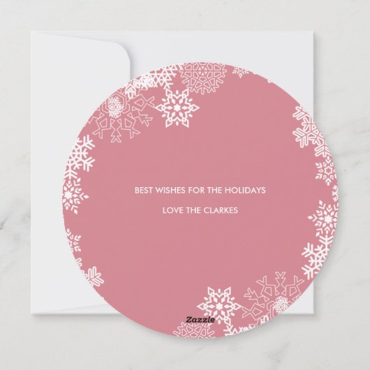 Snowflakes Merry Script | Vakantieknopkaart Feestdagenkaart (Achterkant)