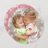 Snowflakes Merry Script | Vakantieknopkaart Feestdagenkaart (Voorkant / Achterkant)