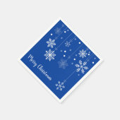 Snowflakes Merry Xmas Blue Paper Napkins Servet (Hoek)