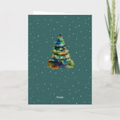 Snowflakes met groene Waterverf kerstbomen Feestdagen Kaart (Achterkant)