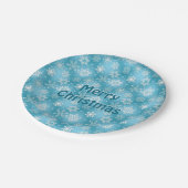 Snowflakes met vrolijk kerstfeest op aqua papieren bordje (Gekanteld)