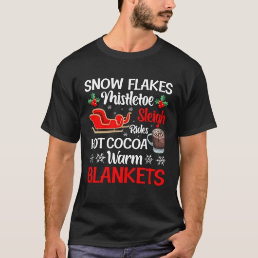 Snowflakes Mistletoe Sleigh Clothing Christmas Hol T-shirt (Voorkant)